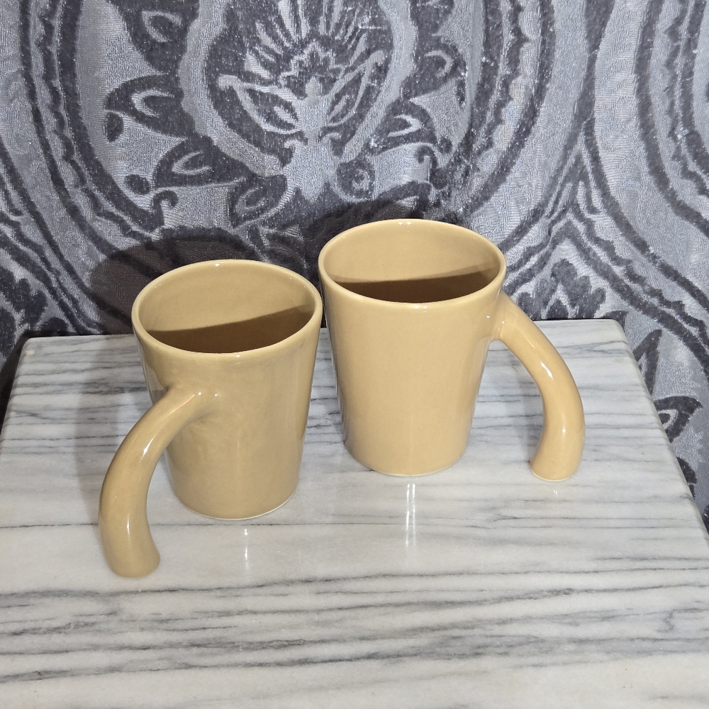 Set of Two Beige Mugs